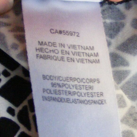 LAUNDRY by SHELLI SEGAL Dress, 8, Black/White Geometric print Surplice, Long slv - Picture 11 of 12